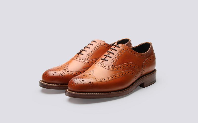 Grenson Albert Mens Brogue - Brown Calf Leather with a Leather Sole YV2960